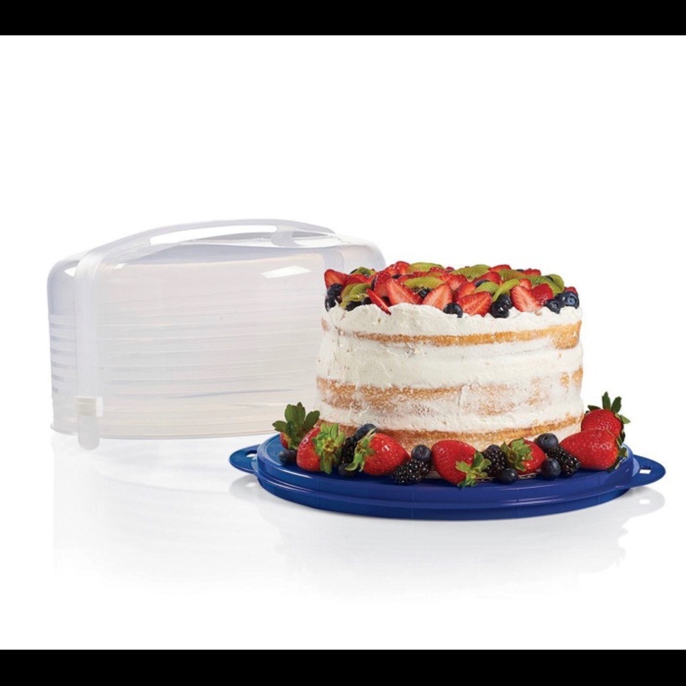 Tupperware Blue Round Cake Taker